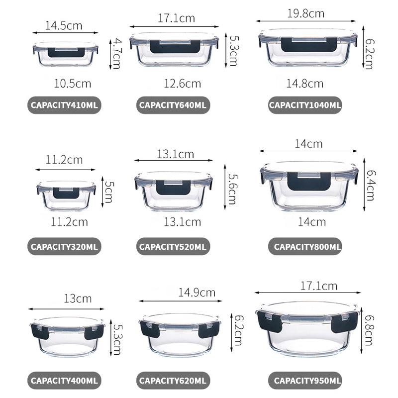 Square Glass Lunch Box Can Be Heated In The Microwave, General Office Lunch Box, High Boron Lunch Box