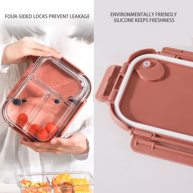 Eco-Friendly Glass Food Container With Lid Glass Lunch Box Microwavable Lunch Container