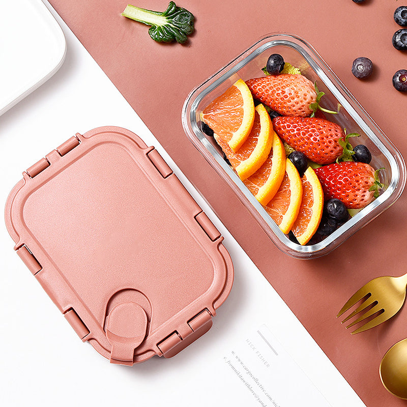 Eco-Friendly Glass Food Container With Lid Glass Lunch Box Microwavable Lunch Container
