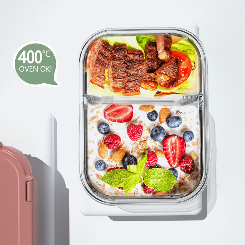 Eco-Friendly Glass Food Container With Lid Glass Lunch Box Microwavable Lunch Container