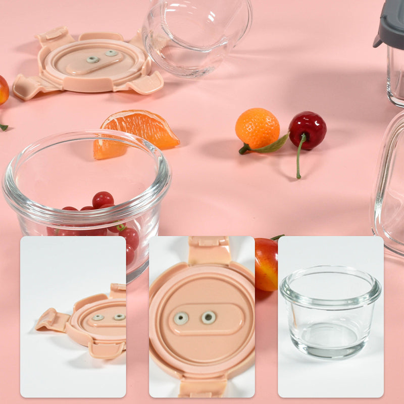 Baby Mini Oven Safe Glass Food Storage Container Set For Baby Use And Bpa Free Lid Container
