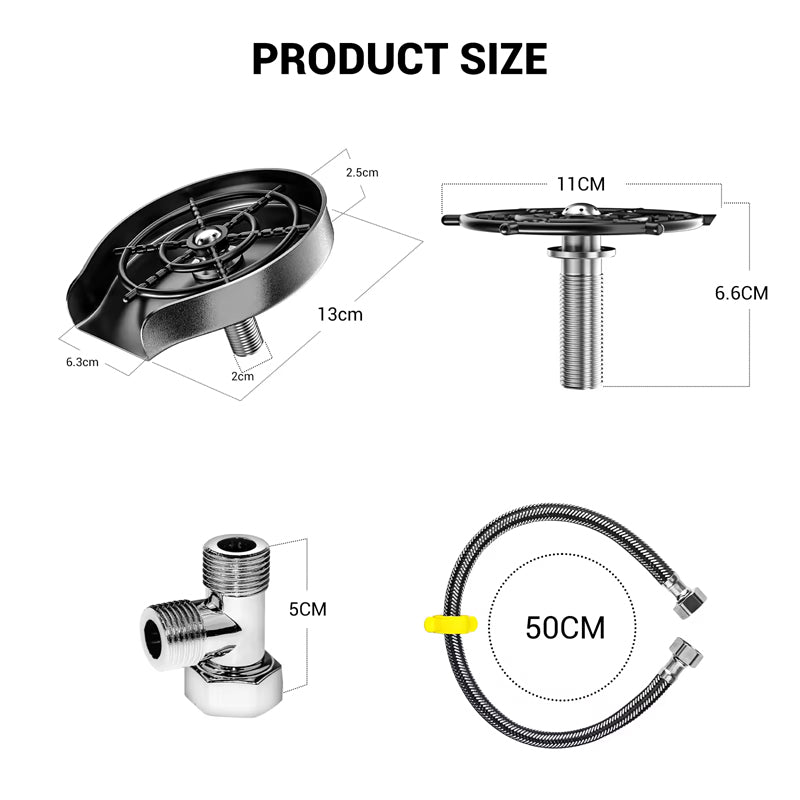 Kitchen Sink Faucet Stainless Steel Bottle Washer Cup Washer Cleaner,High Pressure Automatic Spin Quick Bar Glass Rinser