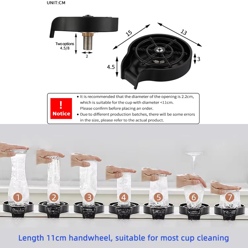 High Pressure Automatic Black Cup Washer Bar Accessories Oem Bottle Cleaner For Kitchen Sinks Automatic Washing Cup Washer
