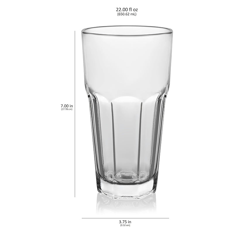 22 oz Tall Tempered Cocktail Glass Tumbler Set of 12 Ice Tea Glasses for Parties