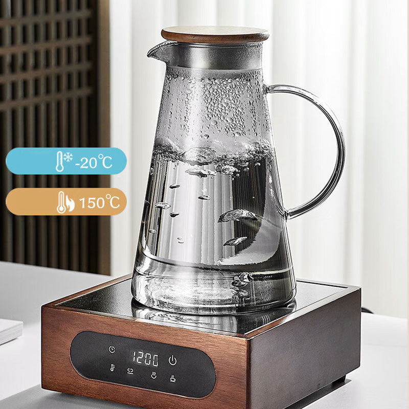 High-End Glass Teacup Walnut Handle High Temperature Resistant Office Green Tea Personal Cup 4 pack