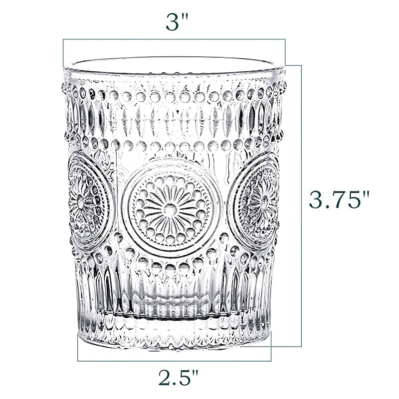 6 Pack 9 oz Water Glasses Premium Drinking Glasses Tumblers Vintage Glassware Set for Juice, Beverages, Beer