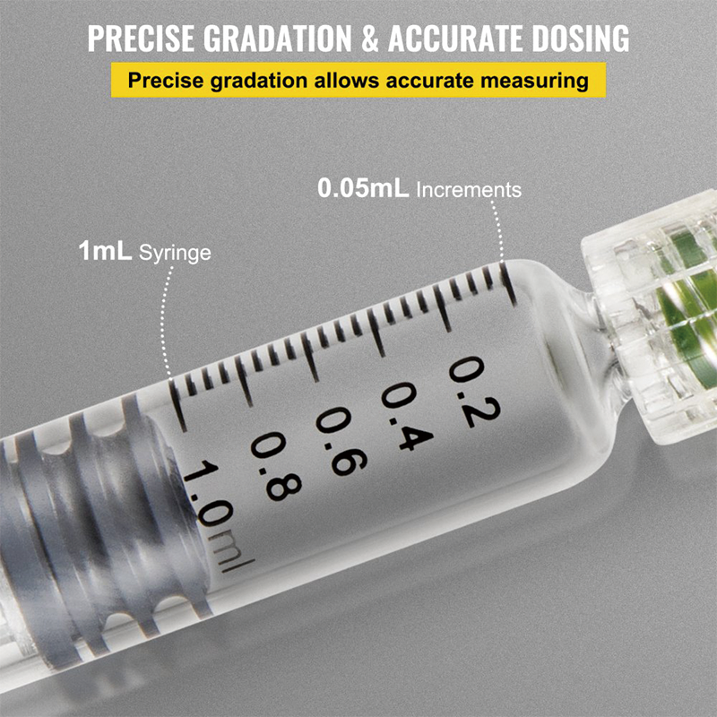 100 PCS Borosilicate Glass Luer Lock Syringe, 1mL, Reusable Glass Syringes with 14 Ga Blunt Tip Needles, for Lab, Vet, Craft, Art, Thick Liquids, Oil, Gel, Ink, Glue, Non Hypodermic(Gold putter)