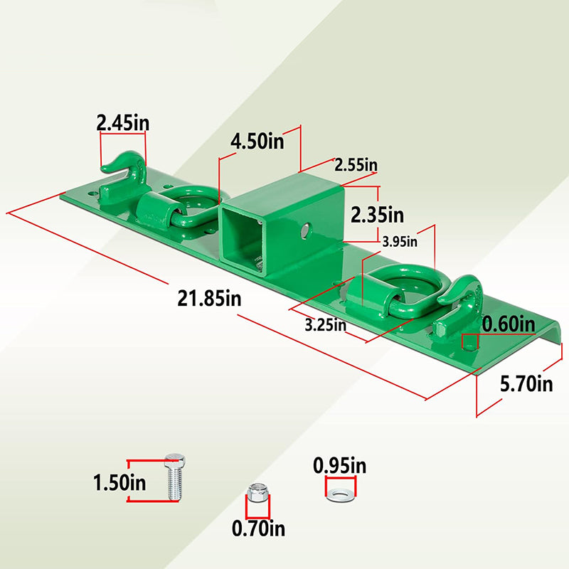 Tractor Grab Hooks 4.96" W × 21.93" L Fits Bolted on Compact Tractor Bucket Grab Hooks D Rings & 2" Receiver