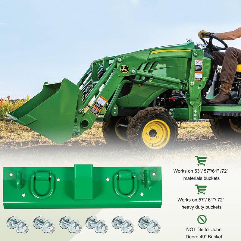 Tractor Grab Hooks 4.96" W × 21.93" L Fits Bolted on Compact Tractor Bucket Grab Hooks D Rings & 2" Receiver