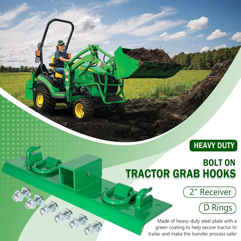 Grab Hooks 5" x 21.85" Heavy Duty Bolt on Compact Grab Hooks 2" Receiver for Tractor Bucket RV UTV Truck Hardware Includ