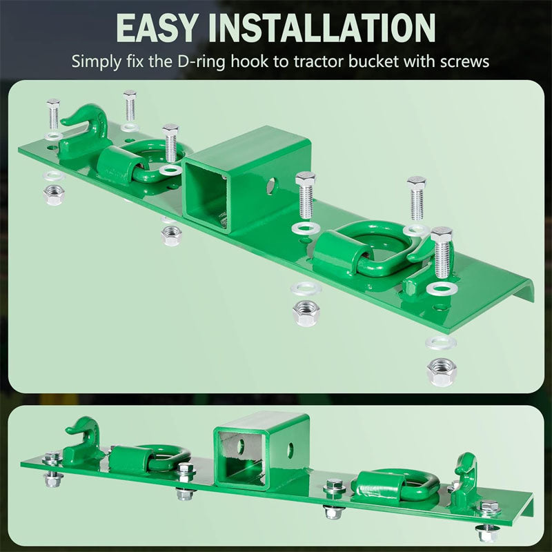 Grab Hooks 5" x 21.85" Heavy Duty Bolt on Compact Grab Hooks 2" Receiver for Tractor Bucket RV UTV Truck Hardware Includ