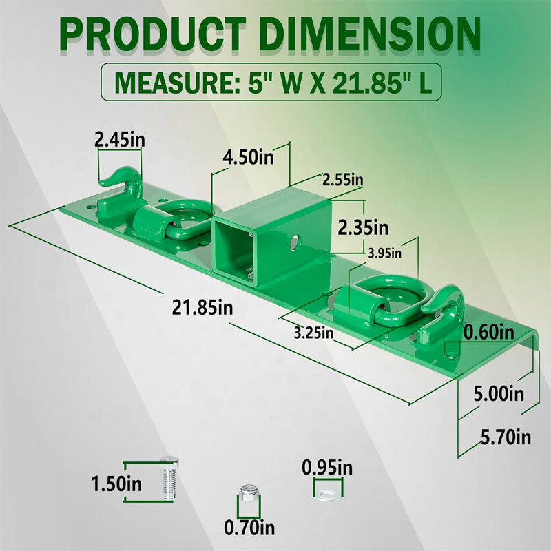 Grab Hooks 5" x 21.85" Heavy Duty Bolt on Compact Grab Hooks 2" Receiver for Tractor Bucket RV UTV Truck Hardware Includ