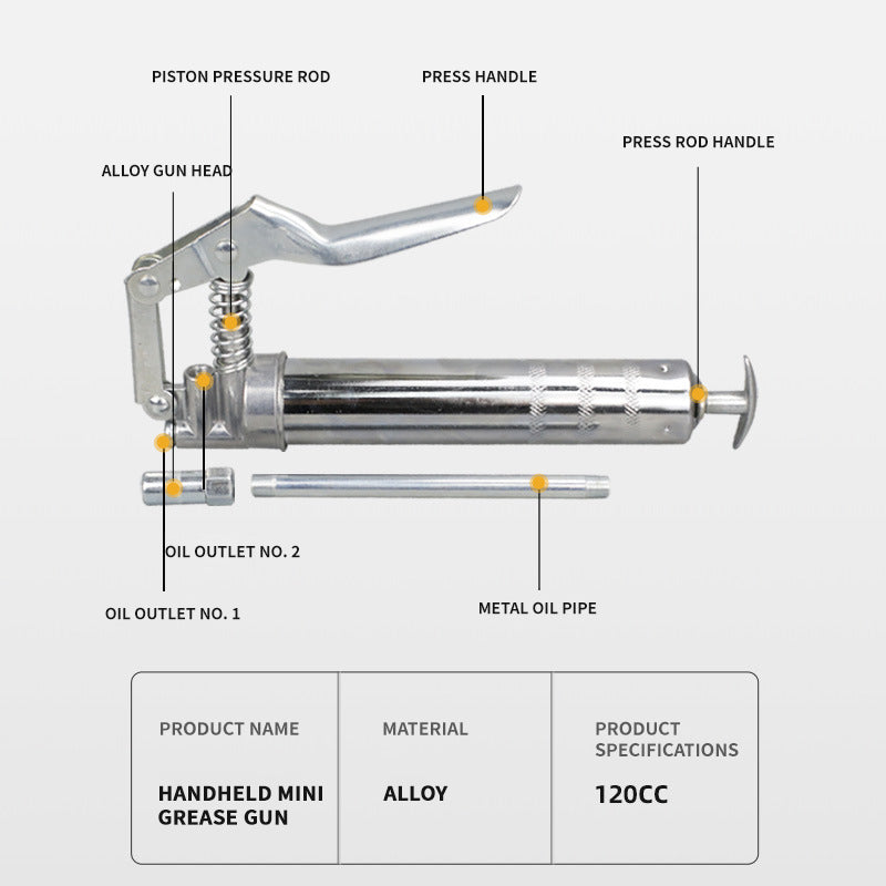 Hand-Held Grease Gun, Excavator, Manual Single-Pinch Grease Gun, Self-Priming Grease, Hand-Pinch Grease Gun, 120C