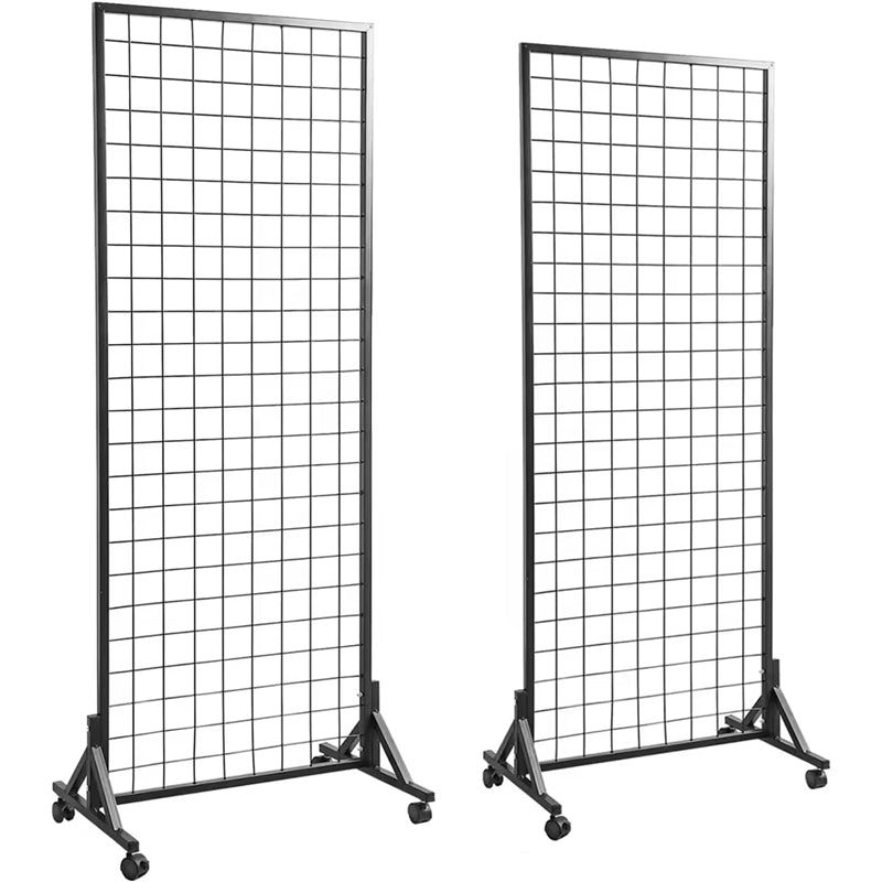 Retail Display Stand Grid Wall Panels 2 Packs With T-Base Metal Gridwall Panel Display Rack Home Furniture Customized