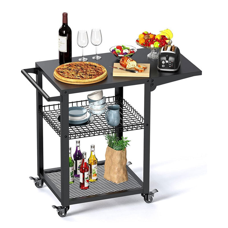 Three-Layer Movable Barbecue Table, Multi-Functional Trolley Outdoor Barbecue Cart