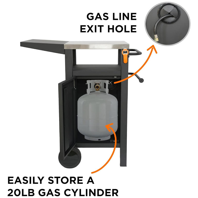 Black Wrought Iron Grill Cart Outdoor For Patio, Kitchen, Outdoor
