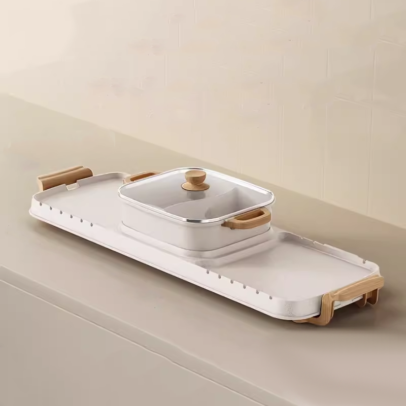 2200W Electric Hot Pot Barbecue Grill Electric Baking Tray Hot Pot Two-In-One Hot Pot Household Multi-Functional Smokeless Electric Oven Indoor Barbecue Tray