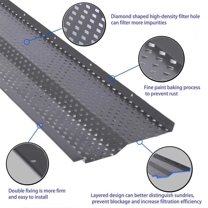 5 Inch Wide Aluminum Leaf Guard Gutter Metal Guards 4 Feet Long 13 Pcs 52 Ft Total Length 0.019'' Thick