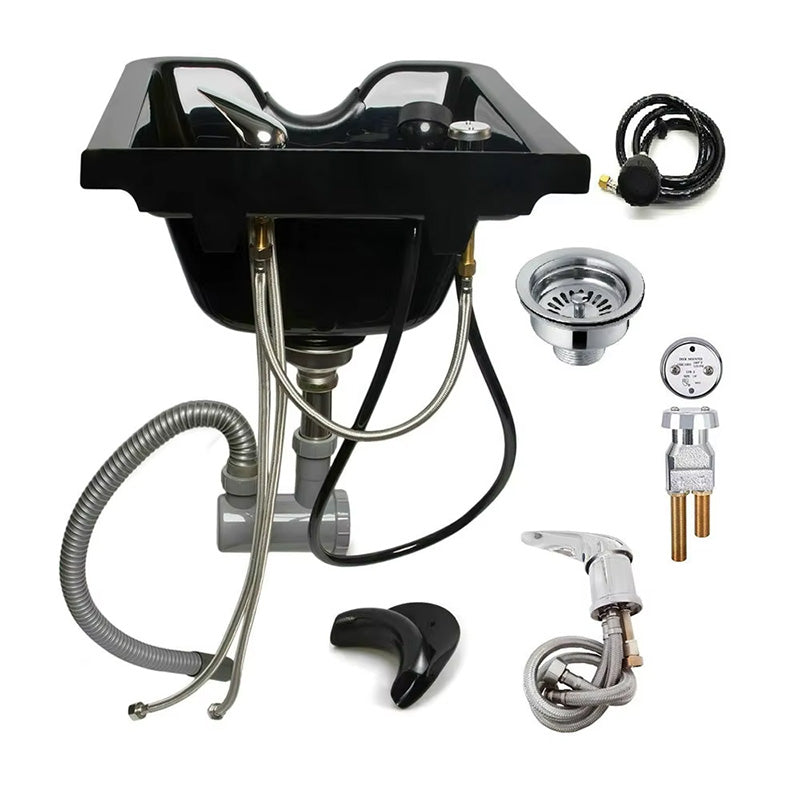 Shampoo Bowl Hair Sink Basin Black ABS Plastic Salon and Spa Hair Sink Beauty Salon Equipment