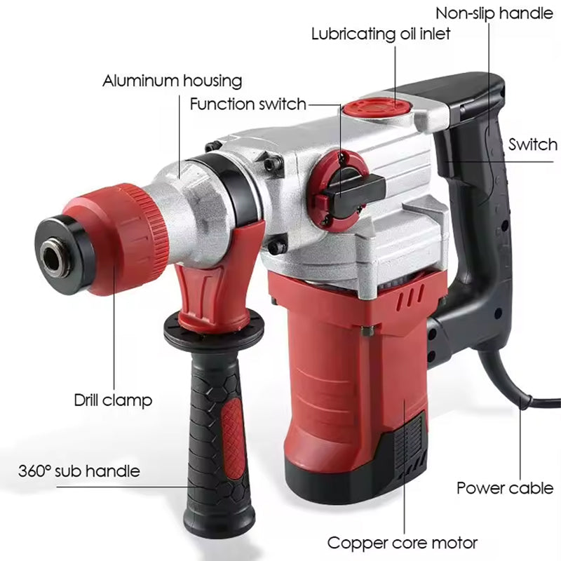 Concrete Special Tool Power Rotary Hammer Drill Electric Power Tools Efficient Heat Dissipation With Butter Gloves