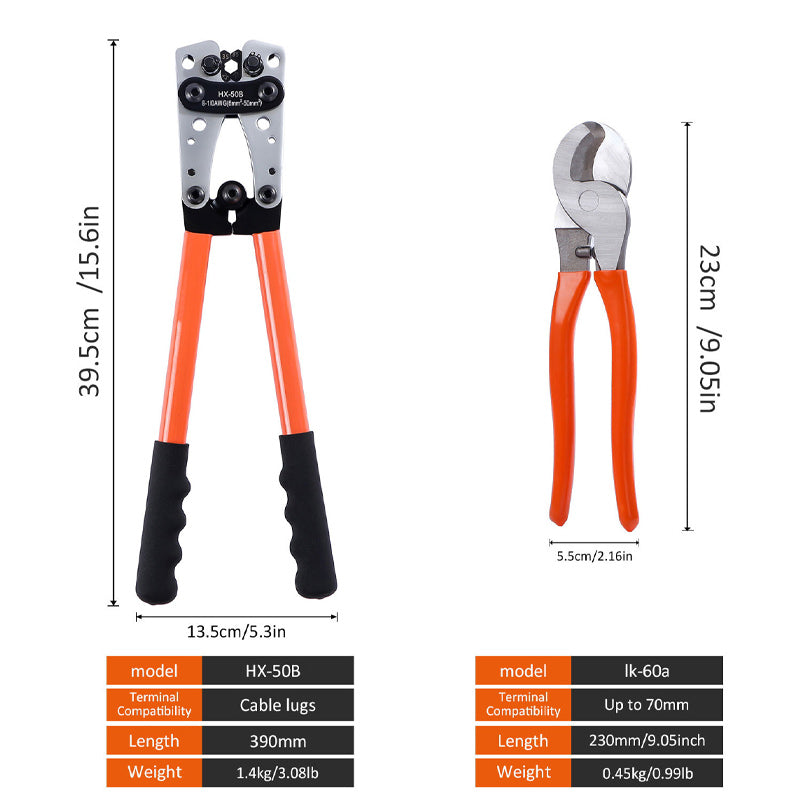 Cable Ear Sc Terminal Crimping Pliers, Hand Tool Cable Cutter For Crimping 6-50mm² Cables