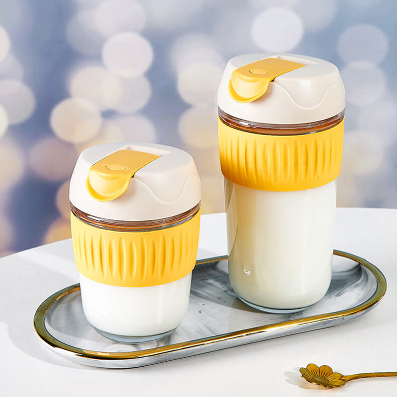 Hand Cup Heat-Resistant Coffee Cup Glass Portable Tea Cup Household Cute Milk Cup 2 Pieces 500ML