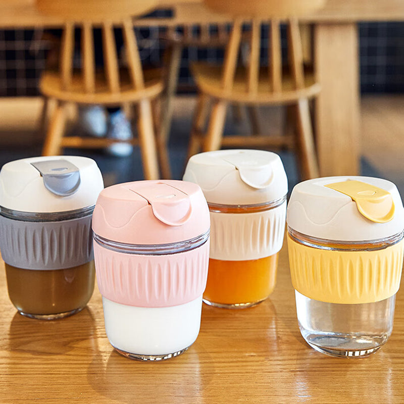 Hand Cup Heat-Resistant Coffee Cup Glass Portable Tea Cup Household Cute Milk Cup 2 Pieces 500ML