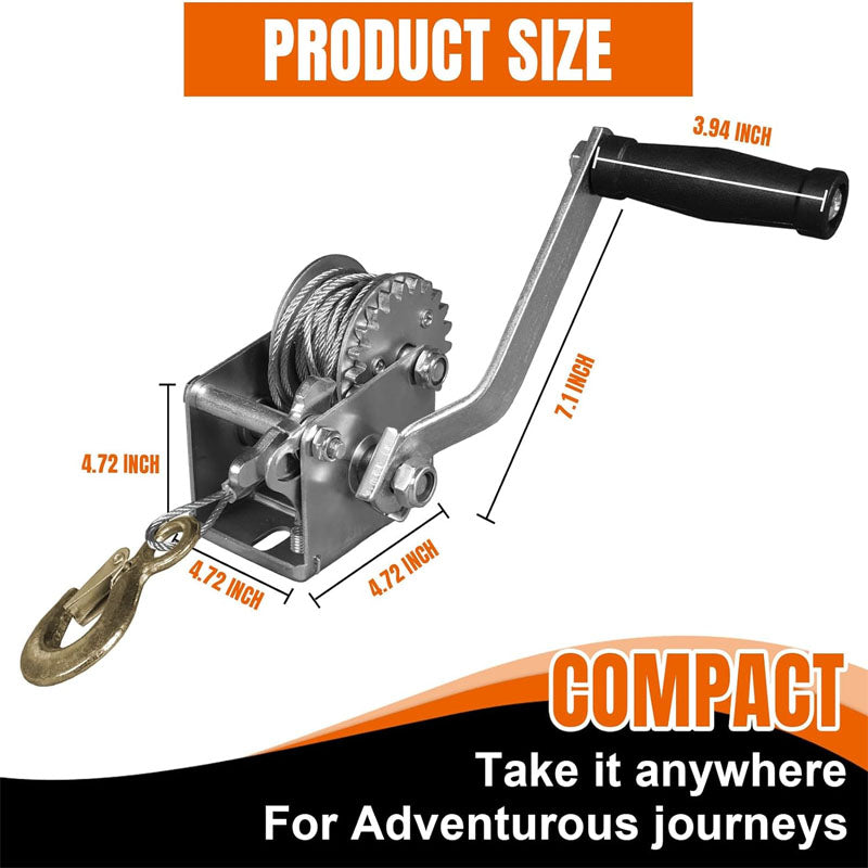 Hand Winch 600 lbs Pulling Capacity Boat Trailer Winch Heavy Duty Rope Crank with 23 ft Steel Wire Cable for Trailer Boat or ATV Towing
