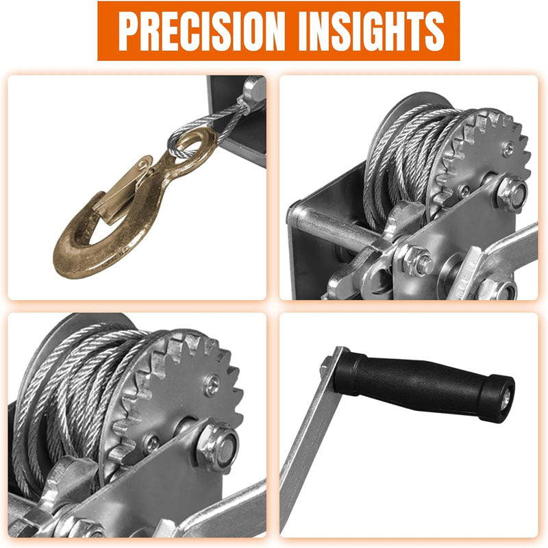 Hand Winch 600 lbs Pulling Capacity Boat Trailer Winch Heavy Duty Rope Crank with 23 ft Steel Wire Cable for Trailer Boat or ATV Towing