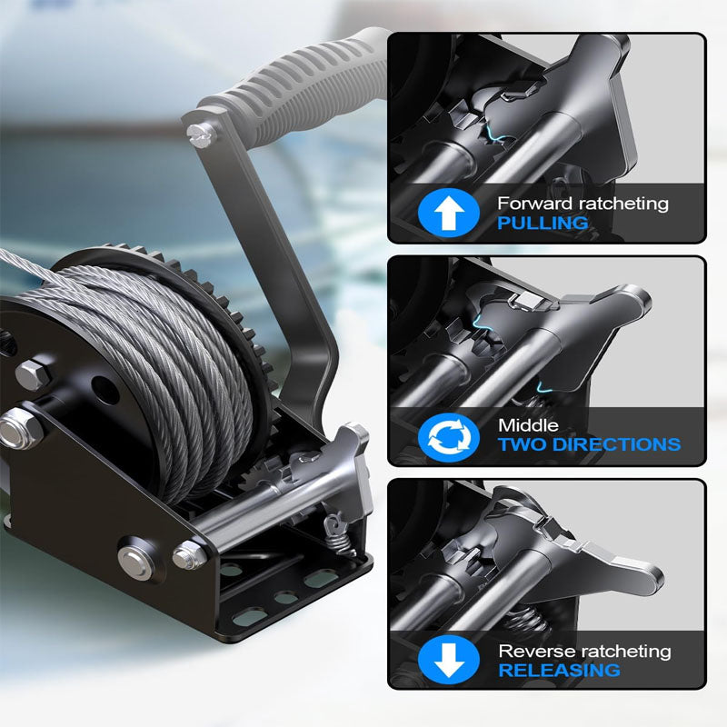 Hand Winch 1200 lbs Pulling Capacity with 26 Ft Steel Cable Manual Operated Hand Crank Winch for Trailer Boat or ATV Towing