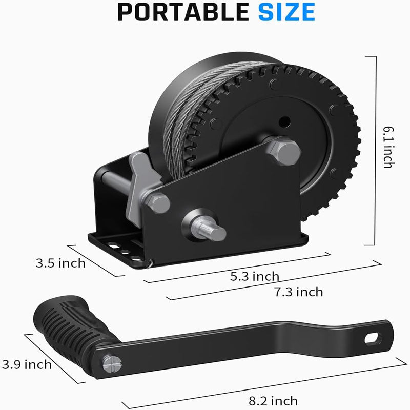 Hand Winch 1200 lbs Pulling Capacity with 26 Ft Steel Cable Manual Operated Hand Crank Winch for Trailer Boat or ATV Towing