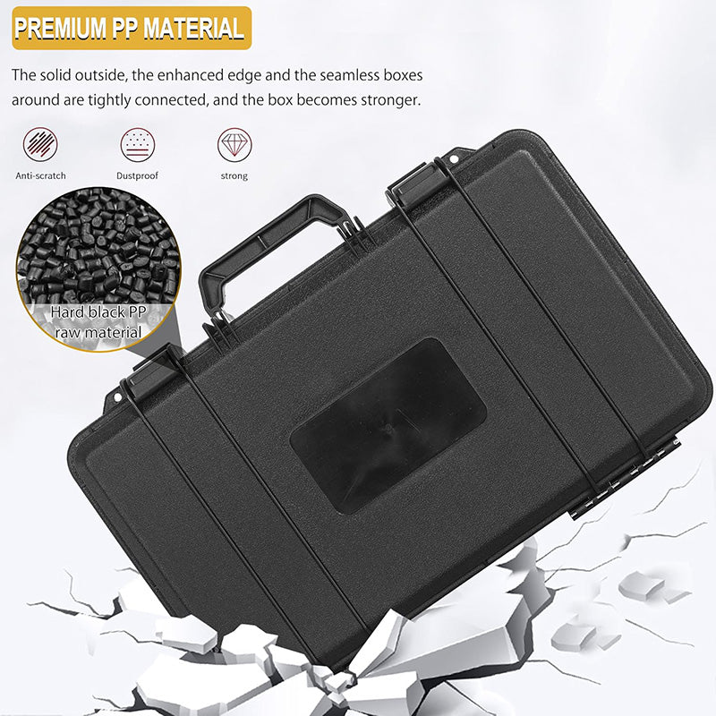 Anti-fall 17" x 10" x 5.9" Tool Safety Box for Travel Outing Handheld Portable Storage Case Hard Box Waterproof Hard Case for Microphone,Drones, Camera