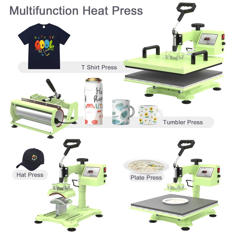 Multifunctional 5-In-1 Heat Press Machine, Green