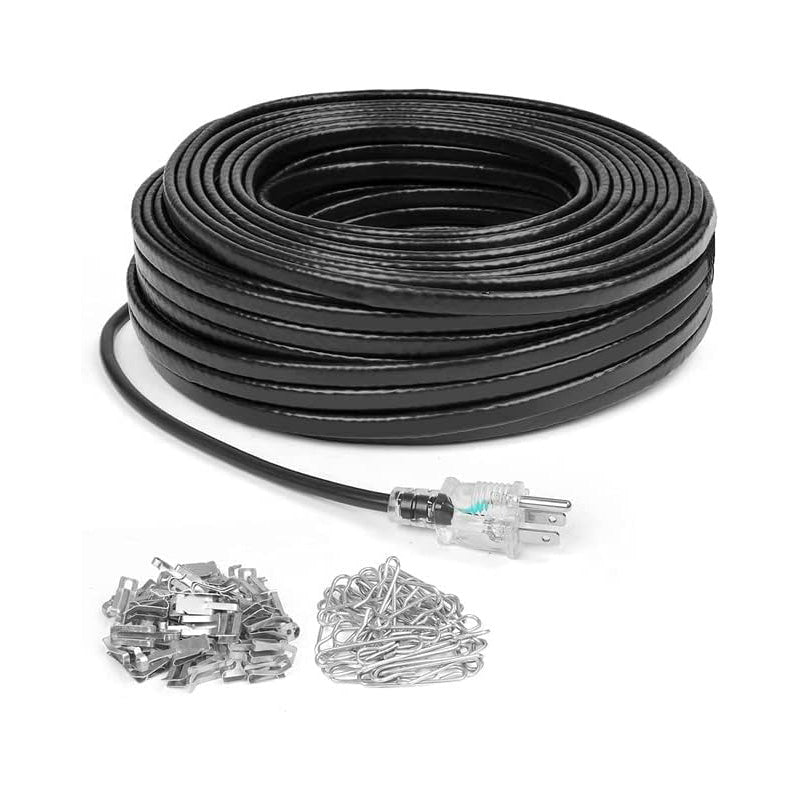 80FT Deicing Heating Cable Pipe Freeze Protected Water Pipe Heating Cable, Self Regulating Temperature, with Mounting Buckle, 120V 8W/ft Heat Tape