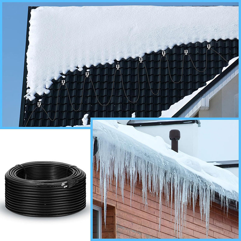 2 Rolls 120 Feet 120V Heating Cable Deicing Cable Heated Pipe Cable for Roof Ice Melting Freeze Protection