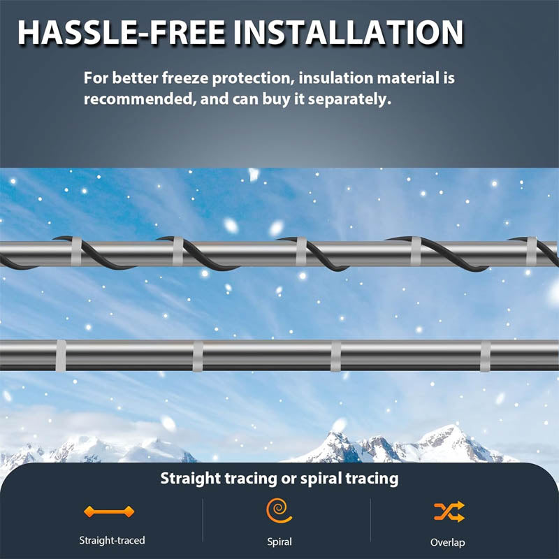 Heating Cables Self-Regulating Pipe 24-feet 120V Roof deicing and Pipe freeze protection