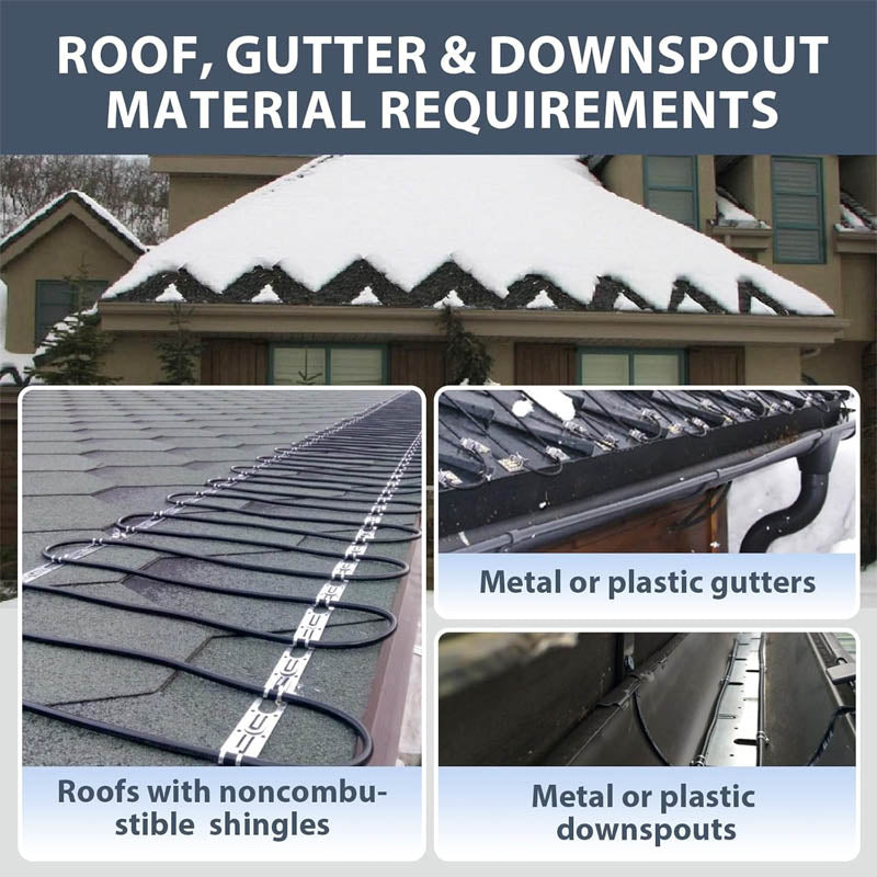 Heating Cables Self-Regulating Pipe 24-feet 120V Roof deicing and Pipe freeze protection