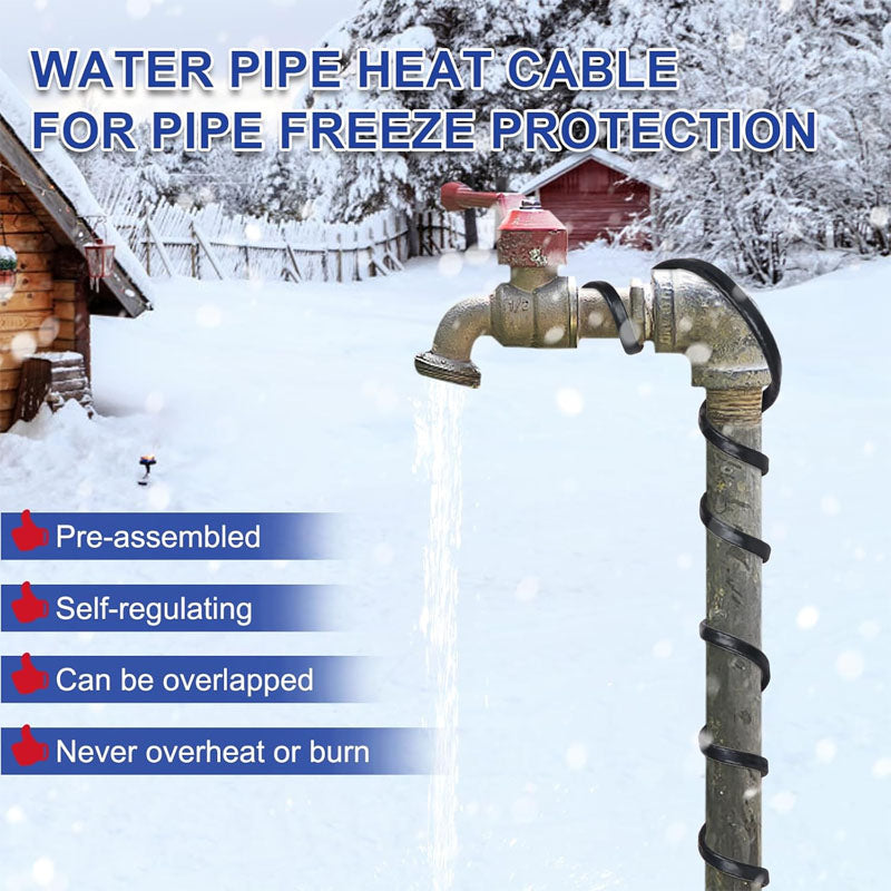 100FT Heating Cables , Pipe Freeze Protected Water Pipe Heating Cable with Mounting Buckle Self Regulating Temperature 120V 8W/ft