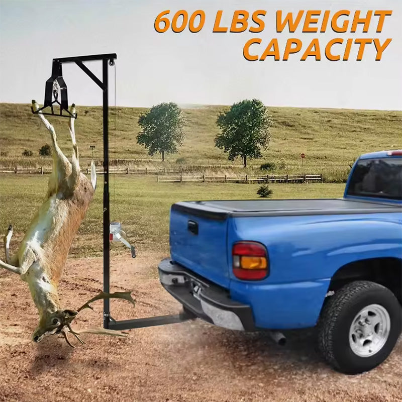 2" Hitch Game Hoist 600LB Hunting Deer Hoist Truck Hitch Deer Hoist with Winch Lift Gambrel Set