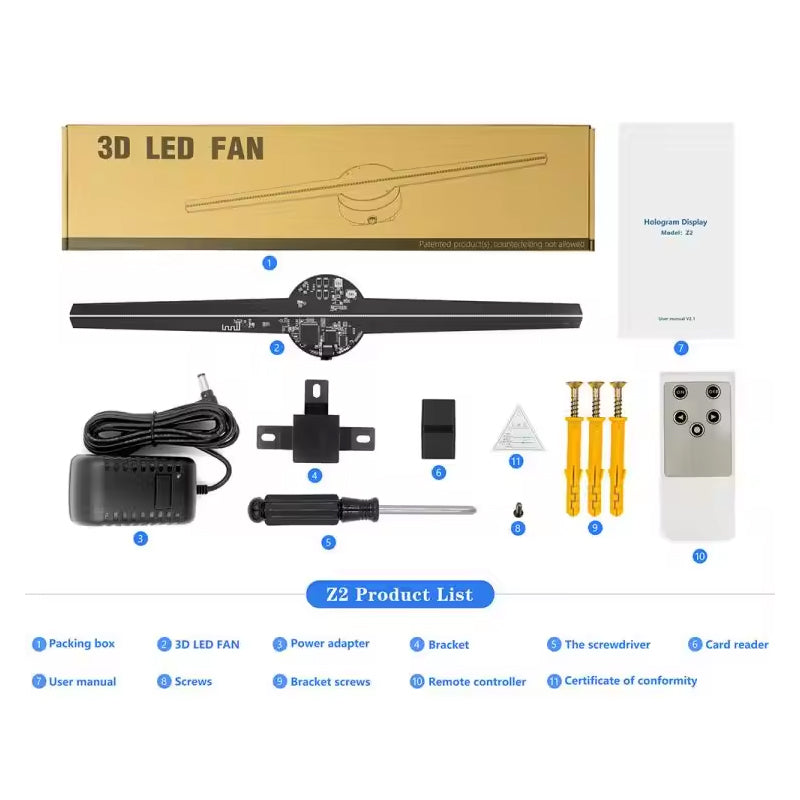 42cm 3D Hologram 3D Led Advertising Projector Digital Signage Equipment Holographic Led Fan Display Video Wall For Outdoor Using