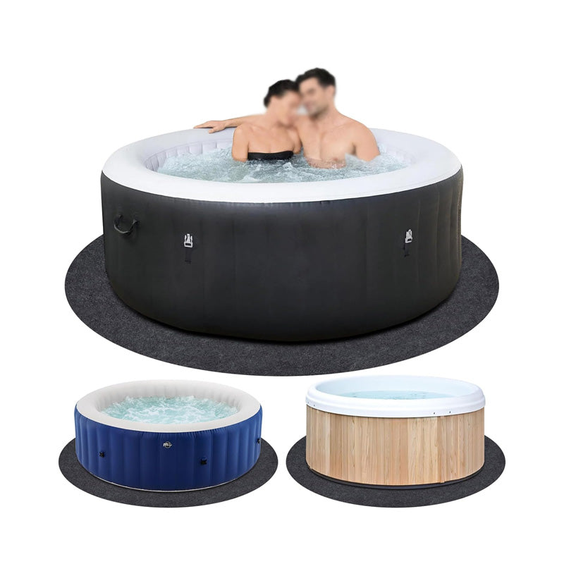 90 Inch Diameter Round Inflatable Hot Tub Mat, Extra Large Inflatable Hot Tub Mat, Waterproof Non-Slip Backing, Floor Protector, Reusable