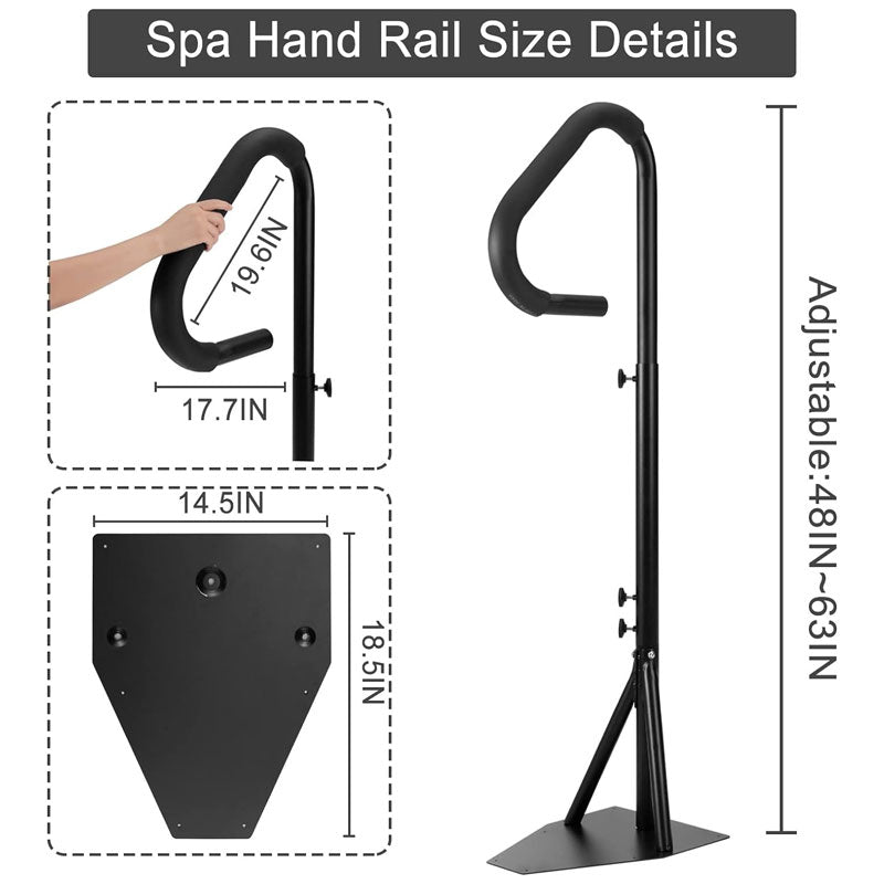 Hot Tub Grab Bars, Adjustable Height 63 Inch Sliding Base Under Spa Step Hot Tub Grab Bars For Indoor And Outdoor Use