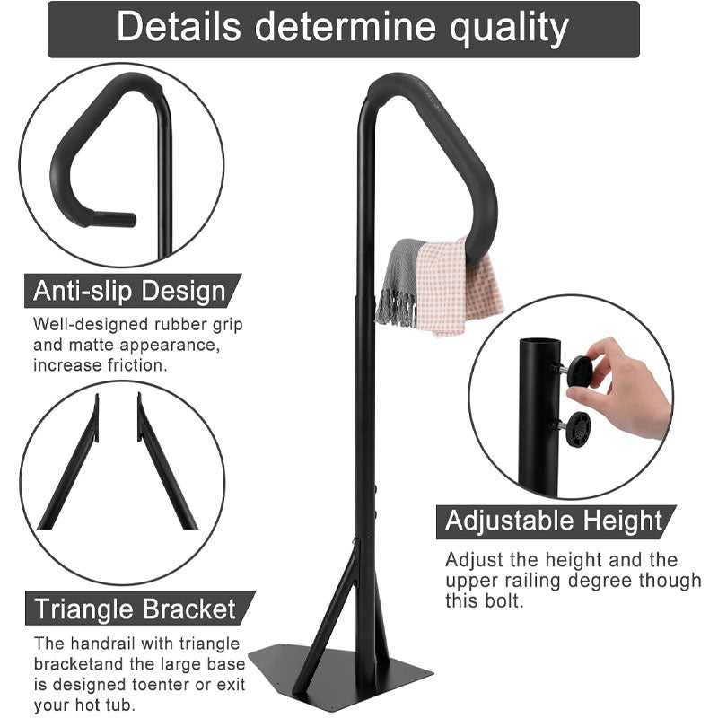 Hot Tub Grab Bars, Adjustable Height 63 Inch Sliding Base Under Spa Step Hot Tub Grab Bars For Indoor And Outdoor Use