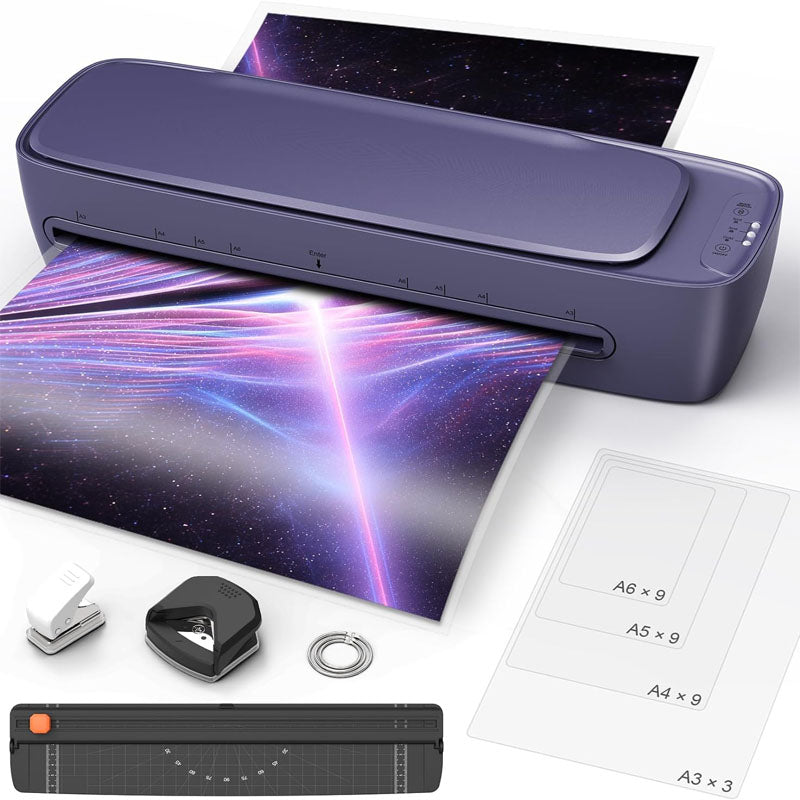 13-inch 9 in 1 Hot & Cold Pouch Laminating Machine 60s Warm-Up No Jam laminator Machine 11x17 with 30 Laminating Sheets for Home Office Use