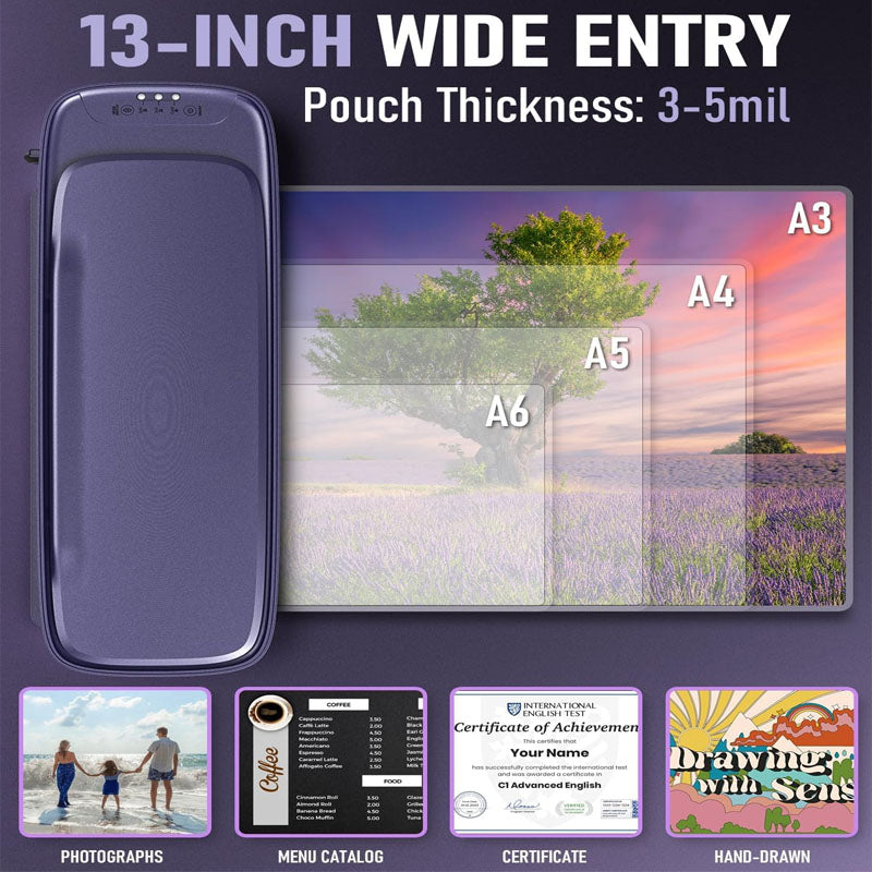 13-inch 9 in 1 Hot & Cold Pouch Laminating Machine 60s Warm-Up No Jam laminator Machine 11x17 with 30 Laminating Sheets for Home Office Use