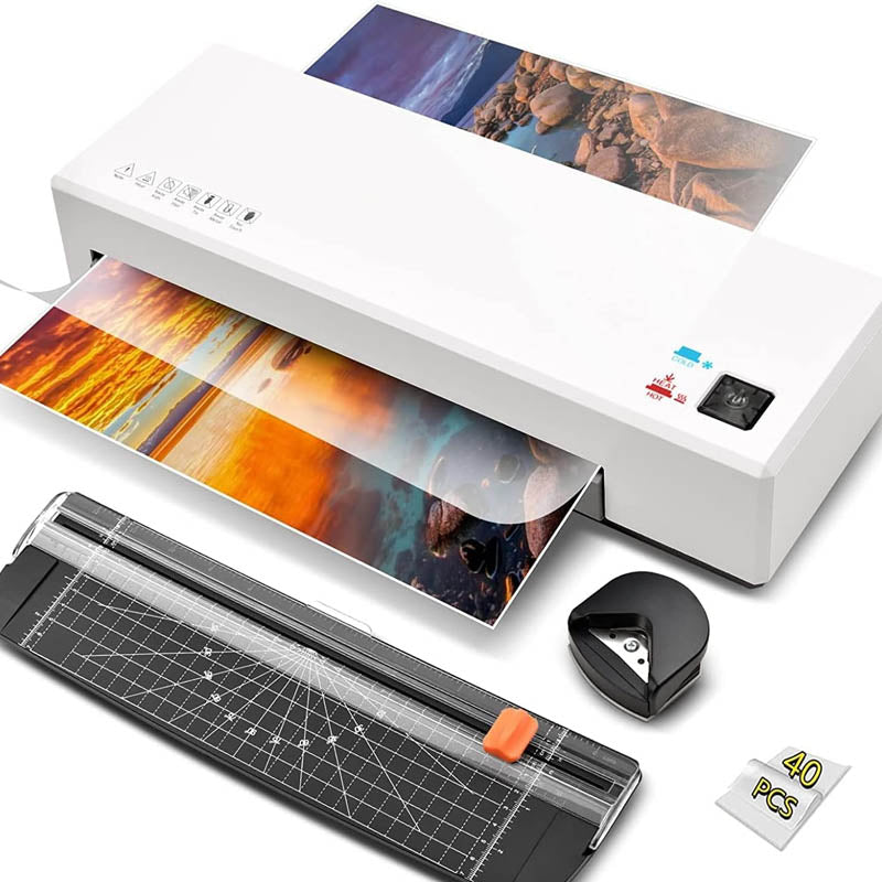 9-Inch Hot & Cold Pouch Laminating Machine 4 in 1 with 40 Laminating Sheets Paper Trimmer Corner Rounder