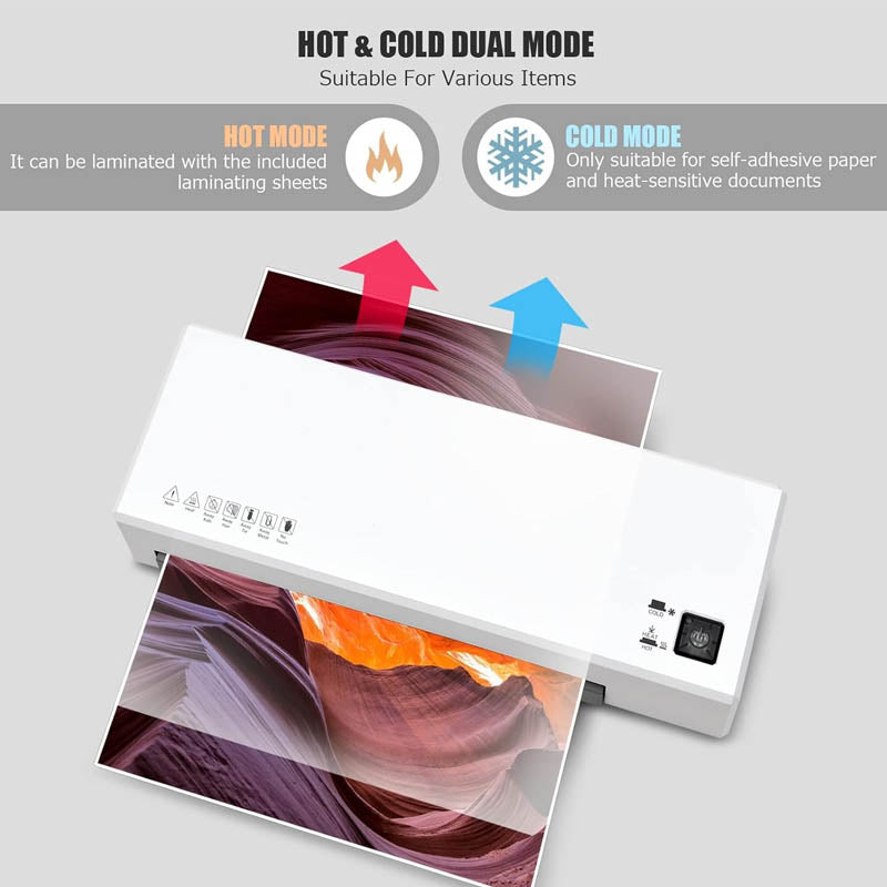 9-Inch Hot & Cold Pouch Laminating Machine 4 in 1 with 40 Laminating Sheets Paper Trimmer Corner Rounder