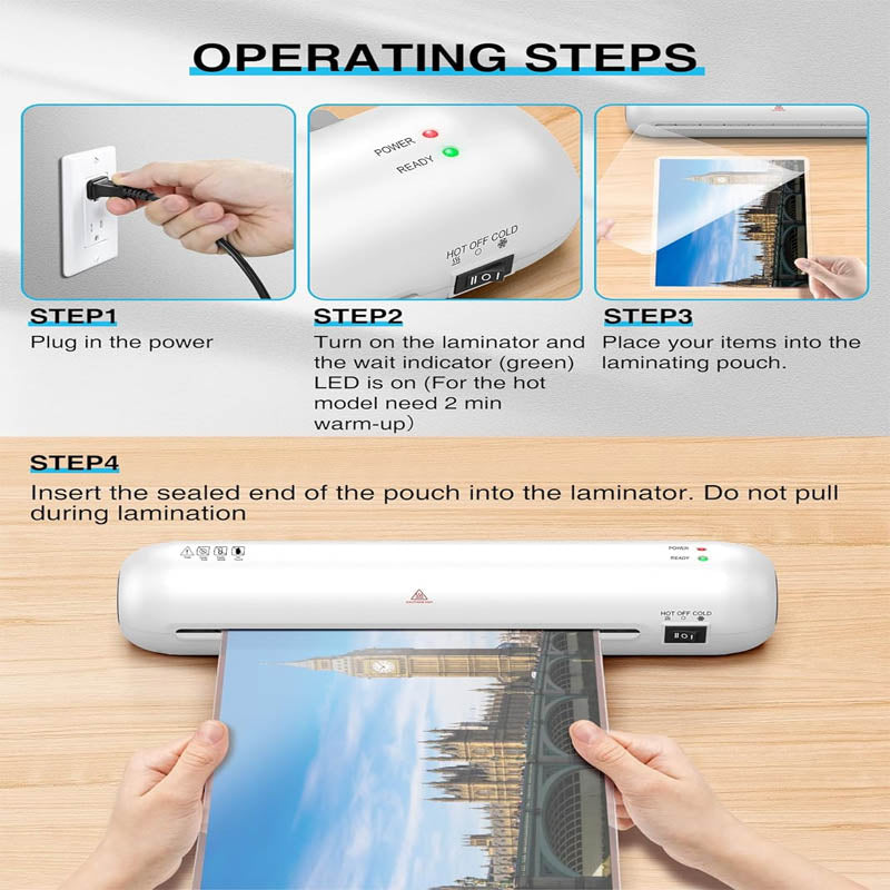 9 Inch Hot & Cold Pouch Laminating Machine 6 in-1 Personal Desktop Laminator for Home, Office, School