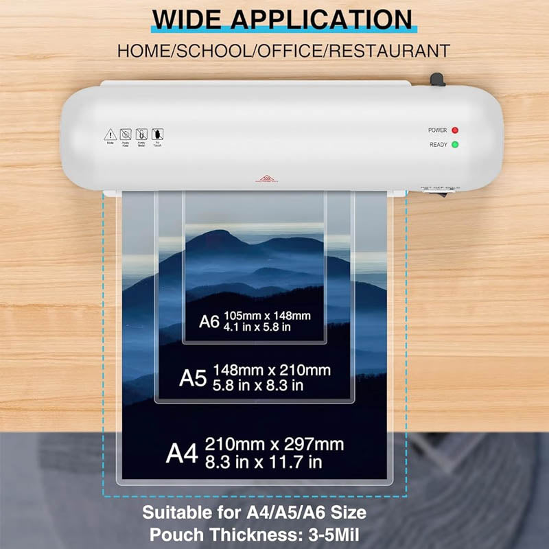 9 Inch Hot & Cold Pouch Laminating Machine 6 in-1 Personal Desktop Laminator for Home, Office, School