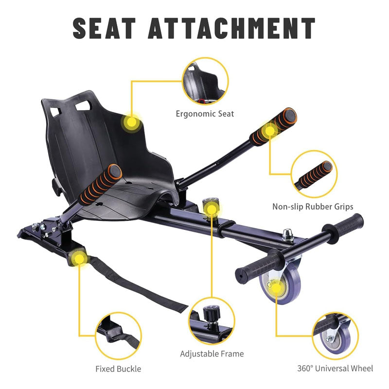 Hoverboard Seat Attachment for 6.5" 8" 10" into Self Balancing Scooter Grips Control Adjustable Frame Length and 220 LBS Load Capacity